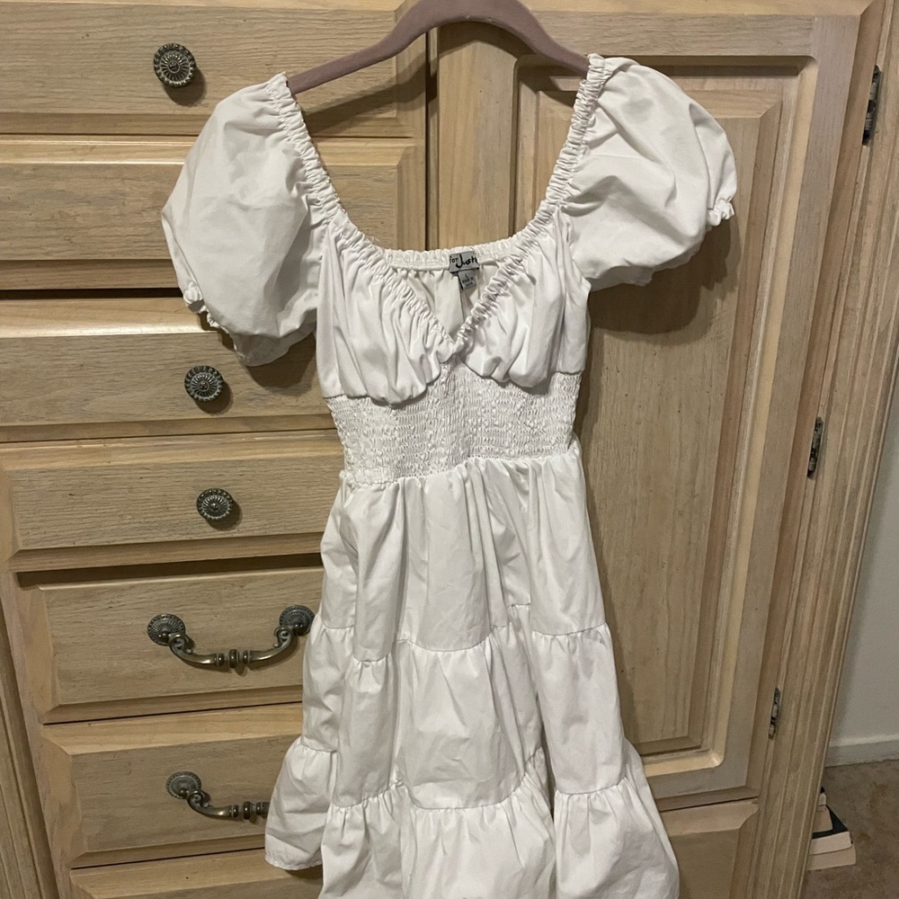 Justify White Puff Sleeve Kids Dress